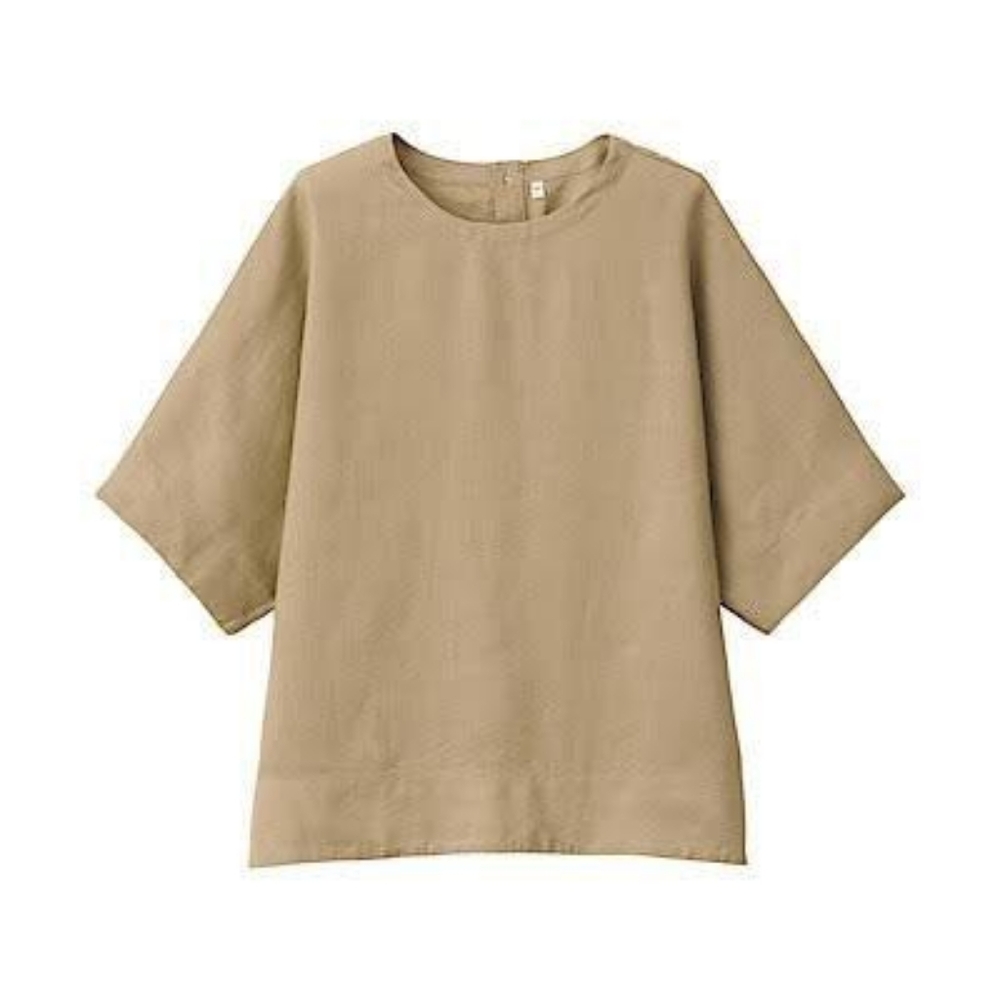 Muji French Linen Short Sleeve Blouse